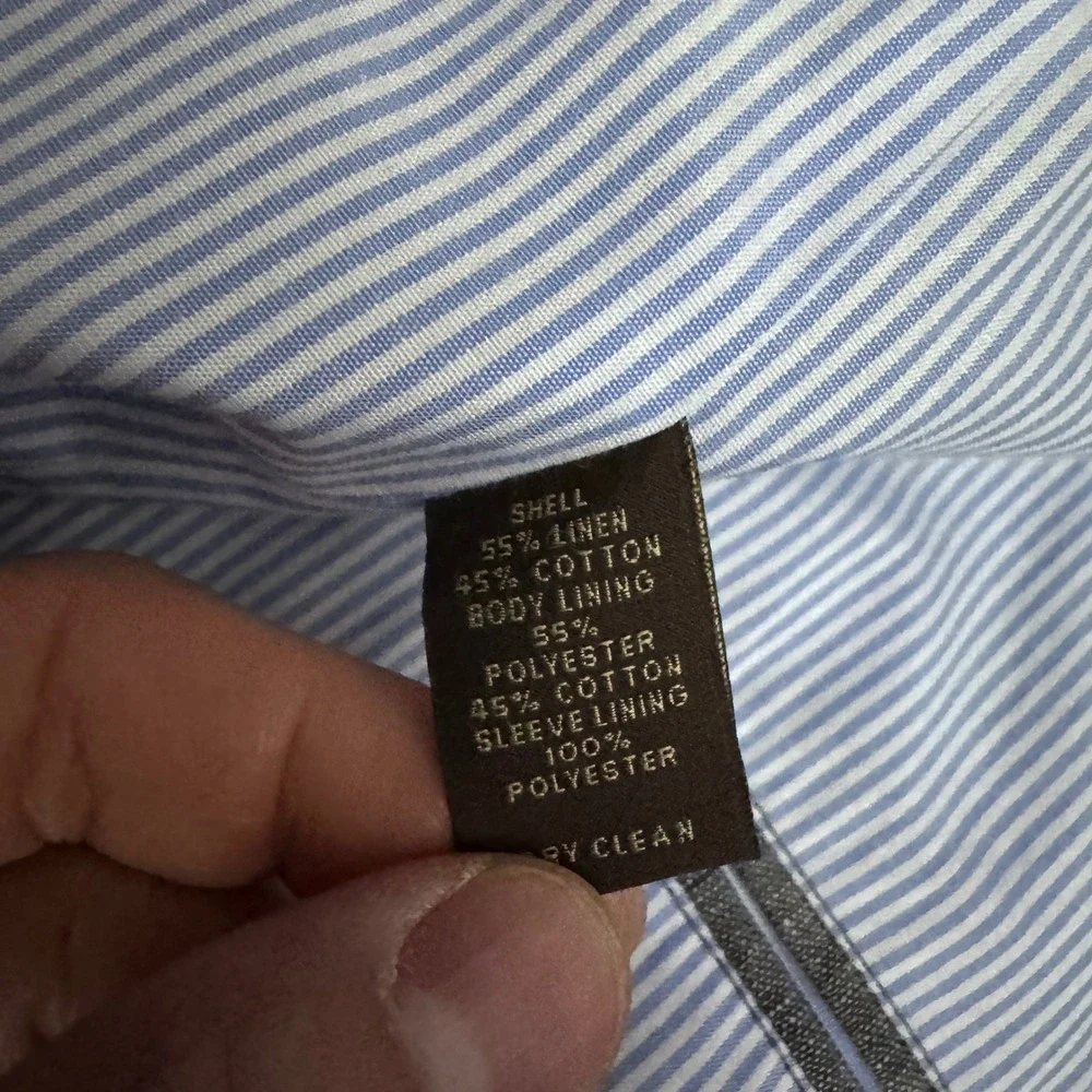 Tasso‎ Elba Island Blazer Mens L 42-44 Gray Windowpane Linen Cotton Sport Coat